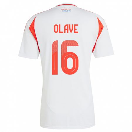 Kandiny Hombre Camiseta Chile Isidora Olave #16 Blanco 2ª Equipación 24-26 La Camisa Chile