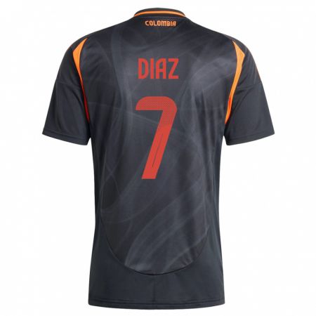 Kandiny Hombre Camiseta Colombia Luis Díaz #7 Negro 2ª Equipación 24-26 La Camisa Chile