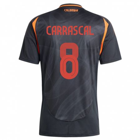Kandiny Hombre Camiseta Colombia Jorge Carrascal #8 Negro 2ª Equipación 24-26 La Camisa Chile