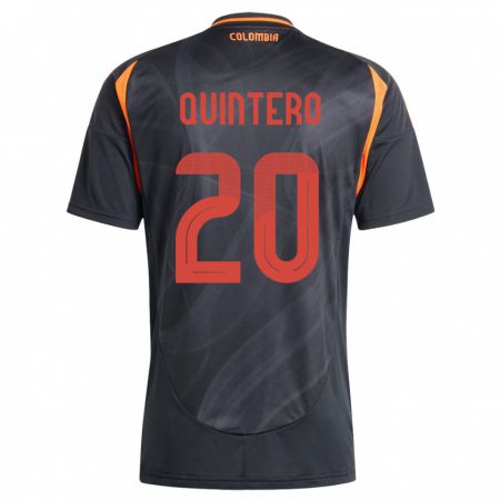 Kandiny Hombre Camiseta Colombia Juan Fernando Quintero #20 Negro 2ª Equipación 24-26 La Camisa Chile