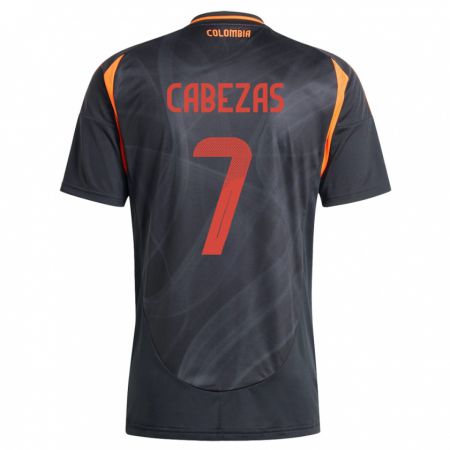Kandiny Hombre Camiseta Colombia Jorge Cabezas #7 Negro 2ª Equipación 24-26 La Camisa Chile