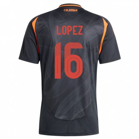 Kandiny Hombre Camiseta Colombia William López #16 Negro 2ª Equipación 24-26 La Camisa Chile