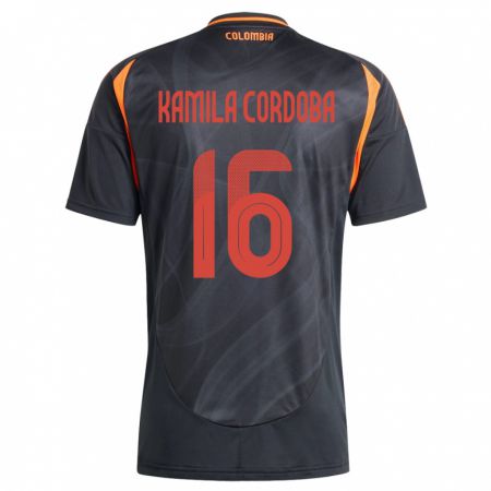 Kandiny Hombre Camiseta Colombia Sara Kamila Córdoba #16 Negro 2ª Equipación 24-26 La Camisa Chile