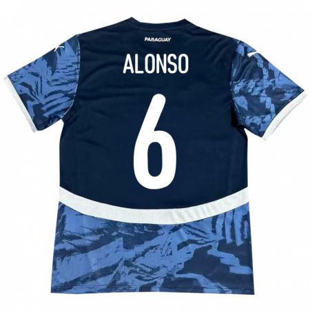 Kandiny Hombre Camiseta Paraguay Júnior Alonso #6 Azul 2ª Equipación 24-26 La Camisa Chile