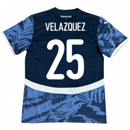 Kandiny Hombre Camiseta Paraguay Gustavo Velázquez #25 Azul 2ª Equipación 24-26 La Camisa Chile