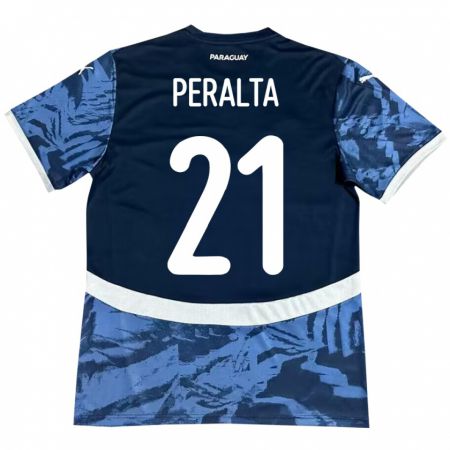 Kandiny Hombre Camiseta Paraguay Fabrizio Peralta #21 Azul 2ª Equipación 24-26 La Camisa Chile