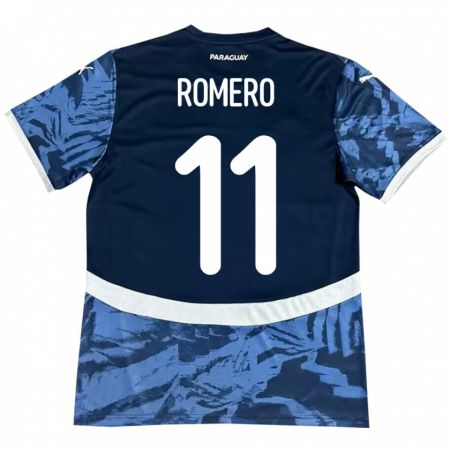 Kandiny Hombre Camiseta Paraguay Ángel Romero #11 Azul 2ª Equipación 24-26 La Camisa Chile