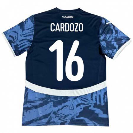 Kandiny Hombre Camiseta Paraguay Juan Cardozo #16 Azul 2ª Equipación 24-26 La Camisa Chile