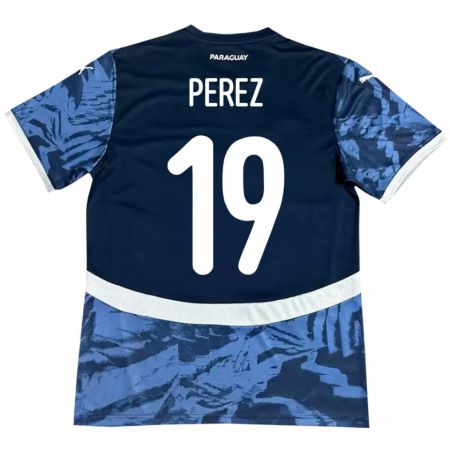 Kandiny Hombre Camiseta Paraguay Marcelo Pérez #19 Azul 2ª Equipación 24-26 La Camisa Chile