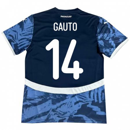 Kandiny Hombre Camiseta Paraguay Ariel Gauto #14 Azul 2ª Equipación 24-26 La Camisa Chile