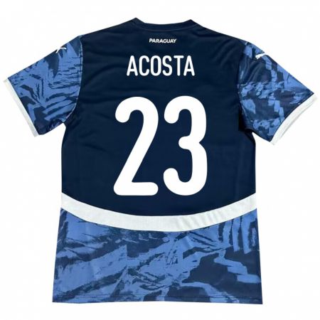 Kandiny Hombre Camiseta Paraguay Fátima Acosta #23 Azul 2ª Equipación 24-26 La Camisa Chile