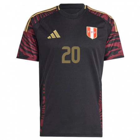 Kandiny Hombre Camiseta Perú Philipp Eisele Yupanqui #20 Negro 2ª Equipación 24-26 La Camisa Chile