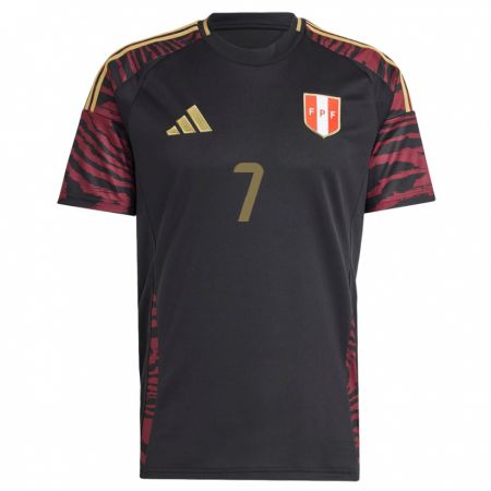 Kandiny Hombre Camiseta Perú Hiroshi Mejía #7 Negro 2ª Equipación 24-26 La Camisa Chile