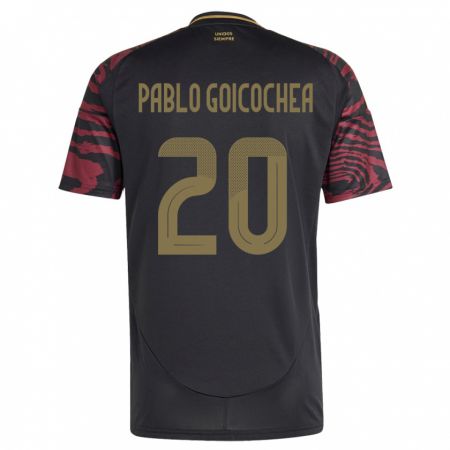 Kandiny Hombre Camiseta Perú Juan Pablo Goicochea #20 Negro 2ª Equipación 24-26 La Camisa Chile