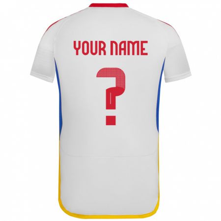 Kandiny Hombre Camiseta Venezuela Su Nombre #0 Blanco 2ª Equipación 24-26 La Camisa Chile