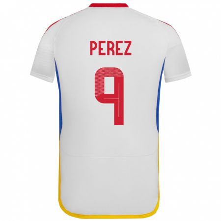Kandiny Hombre Camiseta Venezuela Daniel Pérez #9 Blanco 2ª Equipación 24-26 La Camisa Chile
