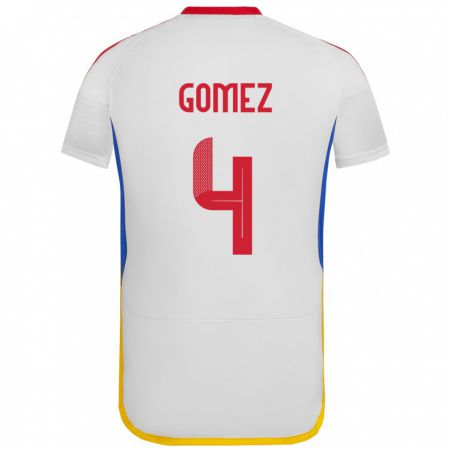 Kandiny Hombre Camiseta Venezuela Santiago Gómez #4 Blanco 2ª Equipación 24-26 La Camisa Chile