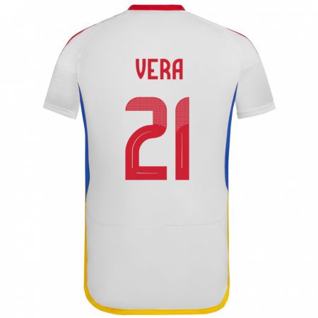 Kandiny Hombre Camiseta Venezuela Andry Vera #21 Blanco 2ª Equipación 24-26 La Camisa Chile