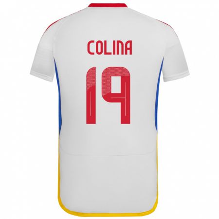 Kandiny Hombre Camiseta Venezuela Junior Colina #19 Blanco 2ª Equipación 24-26 La Camisa Chile