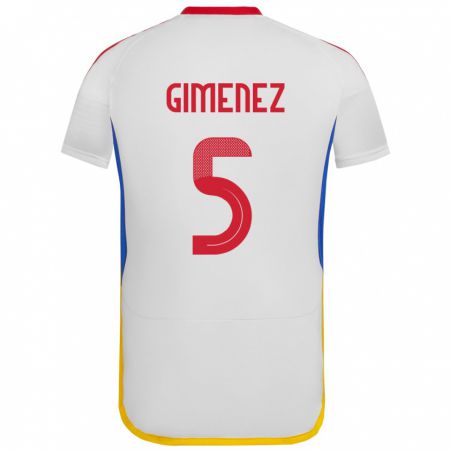 Kandiny Hombre Camiseta Venezuela Yenifer Giménez #5 Blanco 2ª Equipación 24-26 La Camisa Chile