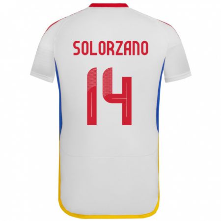 Kandiny Hombre Camiseta Venezuela Fabiola Solórzano #14 Blanco 2ª Equipación 24-26 La Camisa Chile