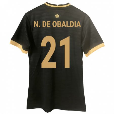 Kandiny Hombre Camiseta Panamá Nicole De Obaldía #21 Negro 2ª Equipación 24-26 La Camisa Chile
