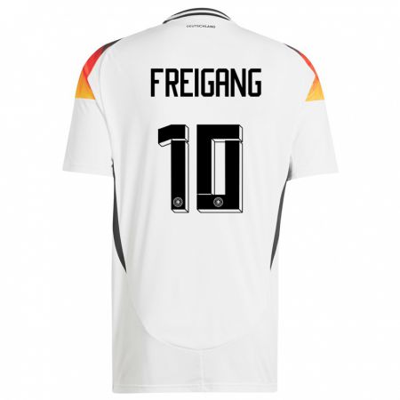 Kandiny Mujer Camiseta Alemania Laura Freigang #10 Blanco 1ª Equipación 24-26 La Camisa Chile