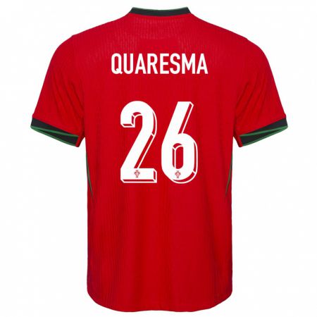 Kandiny Mujer Camiseta Portugal Eduardo Quaresma #26 Rojo 1ª Equipación 24-26 La Camisa Chile