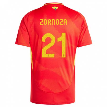 Kandiny Mujer Camiseta España Claudia Zornoza #21 Rojo 1ª Equipación 24-26 La Camisa Chile