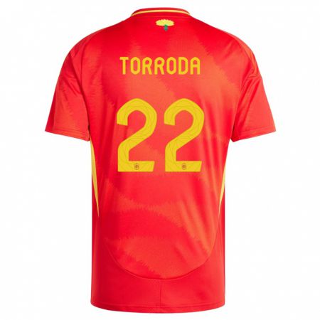 Kandiny Mujer Camiseta España Anna Torroda #22 Rojo 1ª Equipación 24-26 La Camisa Chile