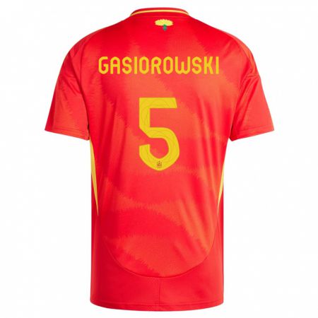 Kandiny Mujer Camiseta España Yarek Gasiorowski #5 Rojo 1ª Equipación 24-26 La Camisa Chile