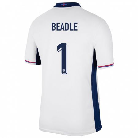 Kandiny Mujer Camiseta Inglaterra James Beadle #1 Blanco 1ª Equipación 24-26 La Camisa Chile