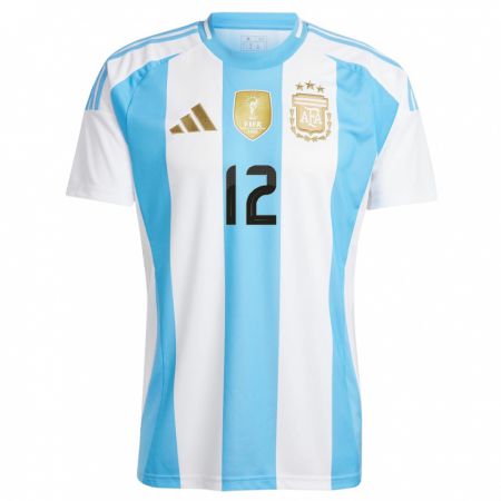 Kandiny Mujer Camiseta Argentina Geronimo Rulli #12 Blanco Azul 1ª Equipación 24-26 La Camisa Chile