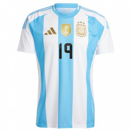 Kandiny Mujer Camiseta Argentina Nicolas Otamendi #19 Blanco Azul 1ª Equipación 24-26 La Camisa Chile