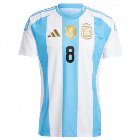 Kandiny Mujer Camiseta Argentina Gino Infantino #8 Blanco Azul 1ª Equipación 24-26 La Camisa Chile