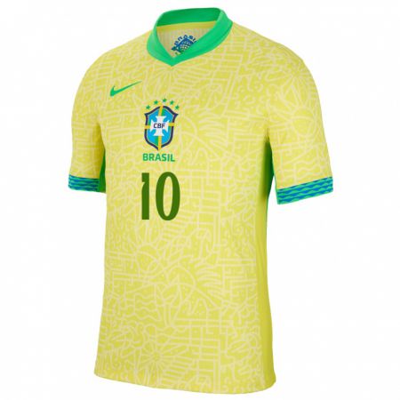 Kandiny Mujer Camiseta Brasil Neymar #10 Amarillo 1ª Equipación 24-26 La Camisa Chile