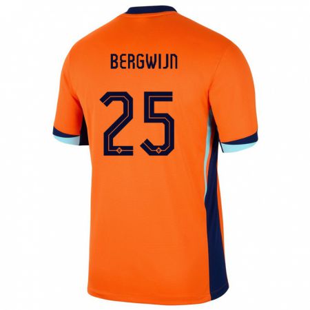 Kandiny Mujer Camiseta Países Bajos Steven Bergwijn #25 Naranja 1ª Equipación 24-26 La Camisa Chile