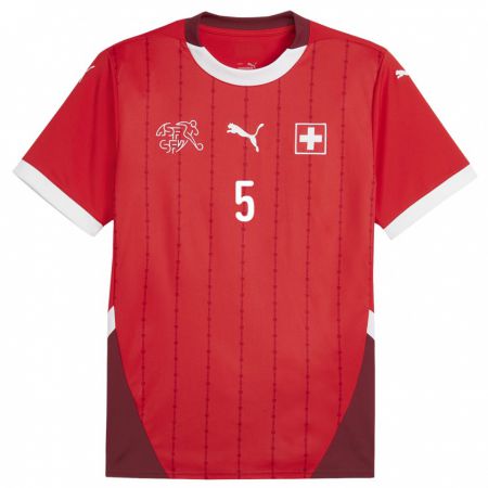 Kandiny Mujer Camiseta Suiza Albian Hajdari #5 Rojo 1ª Equipación 24-26 La Camisa Chile