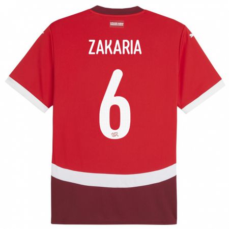 Kandiny Mujer Camiseta Suiza Denis Zakaria #6 Rojo 1ª Equipación 24-26 La Camisa Chile