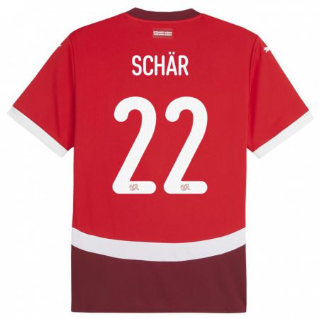 Kandiny Mujer Camiseta Suiza Fabian Schar #22 Rojo 1ª Equipación 24-26 La Camisa Chile