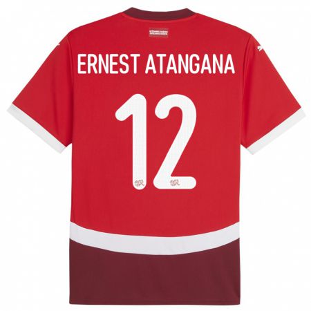 Kandiny Mujer Camiseta Suiza Brian Ernest Atangana #12 Rojo 1ª Equipación 24-26 La Camisa Chile