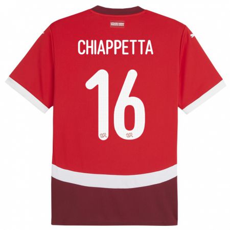Kandiny Mujer Camiseta Suiza Carmine Chiappetta #16 Rojo 1ª Equipación 24-26 La Camisa Chile
