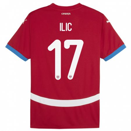 Kandiny Mujer Camiseta Serbia Ivan Ilic #17 Rojo 1ª Equipación 24-26 La Camisa Chile