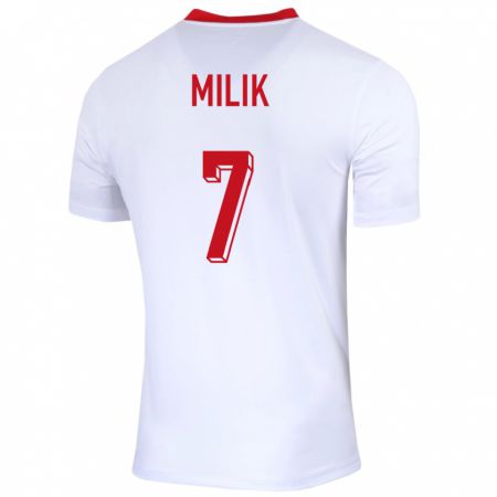 Kandiny Mujer Camiseta Polonia Arkadiusz Milik #7 Blanco 1ª Equipación 24-26 La Camisa Chile