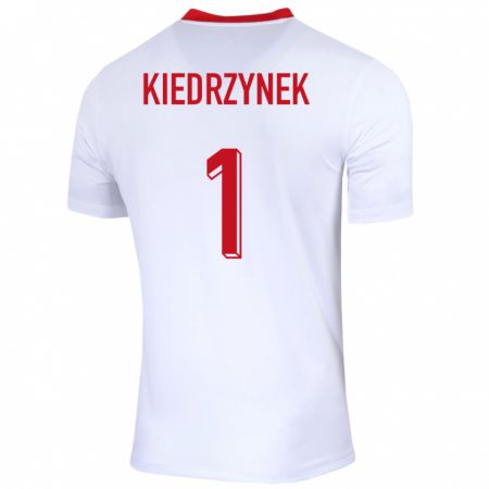 Kandiny Mujer Camiseta Polonia Katarzyna Kiedrzynek #1 Blanco 1ª Equipación 24-26 La Camisa Chile