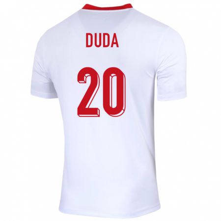 Kandiny Mujer Camiseta Polonia Kacper Duda #20 Blanco 1ª Equipación 24-26 La Camisa Chile