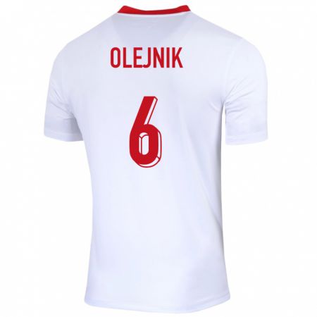 Kandiny Mujer Camiseta Polonia Patryk Olejnik #6 Blanco 1ª Equipación 24-26 La Camisa Chile