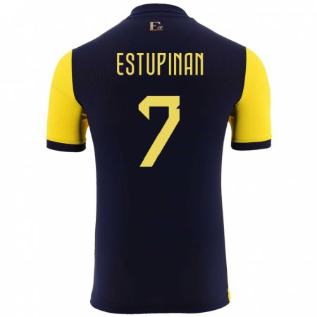 Kandiny Mujer Camiseta Ecuador Pervis Estupinan #7 Amarillo 1ª Equipación 24-26 La Camisa Chile