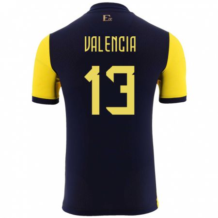 Kandiny Mujer Camiseta Ecuador Enner Valencia #13 Amarillo 1ª Equipación 24-26 La Camisa Chile