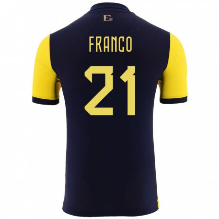 Kandiny Mujer Camiseta Ecuador Alan Franco #21 Amarillo 1ª Equipación 24-26 La Camisa Chile